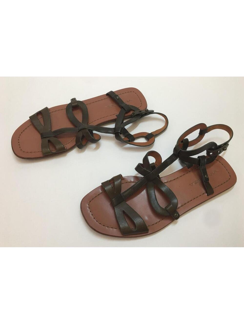 Via Spiga Women's Donnie Brown Leather Gladiator Flat Sandals Size 7M